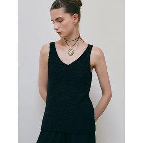 NATURAL NECK KNIT SLEEVELESS_BLACK