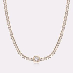 Classic Luxe Bezel Tennis Necklace SSKB102NYW400