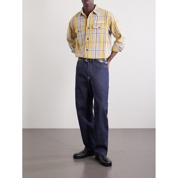 로고 자수 체크 코튼 플란넬 셔츠 46376663163003555