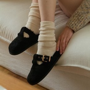 [최초가 89,000]  버클 스웨이드 뮬 클로그 2TYPE(퍼,스웨이드) S24F419_3color (3cm)