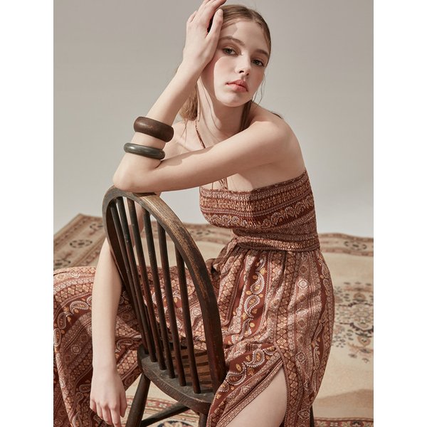 보테 에스닉 슬릿 점프수트