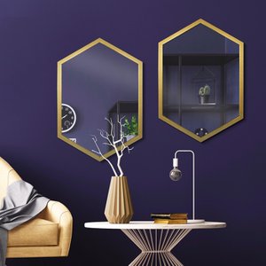 위미러 아뜰리에 골드 육각 거울