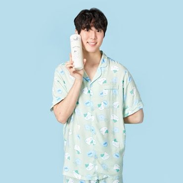 BUTTER(버터) [버터샵] 찰랑찰랑 밀크캣 레이온 파자마 상하세트 L COOL 공용 그린