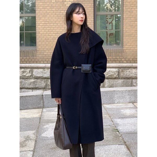 [단독][벨트 포함]BELT SET MUFFLER WOOL COAT2_DARK NAVY