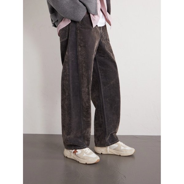 러닝 솔 가죽 트리밍 스웨이드 스니커즈 46376663162998672