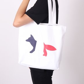 트리컬러 폭스 에코백 AU05101WW0007 화이트 Tricolour Fox Patch Tote