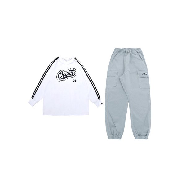 [SET] 투라인 + 면 포인트로고 팬츠 (화이트/블루)