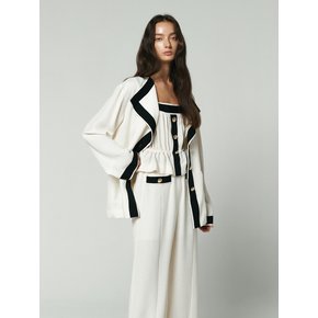 LINE CONTRASTED JACKET - IVORY