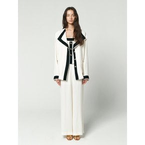 LINE CONTRASTED JACKET - IVORY