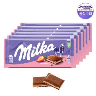  밀카 타블렛 초콜릿 스트로베리 100g 6개