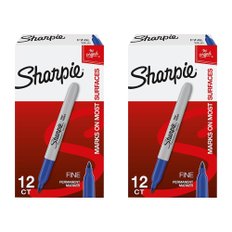 Sharpie Permanent Marker Pen Blue 샤피 영구 마카 마커 펜 파인 블루 파랑 12개 X 2팩