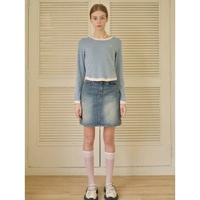 유스 레이어드 라인 포인트티 블루