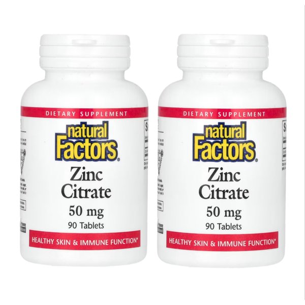 내추럴팩터스 구연산 아연 50mg 90정 X 2통 Natural Factors 징크 아연