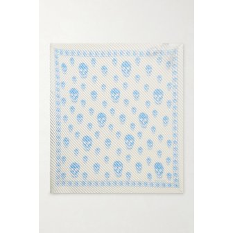 알렉산더맥퀸 프린트 플리세 실크 새틴 스카프 46376663163054010