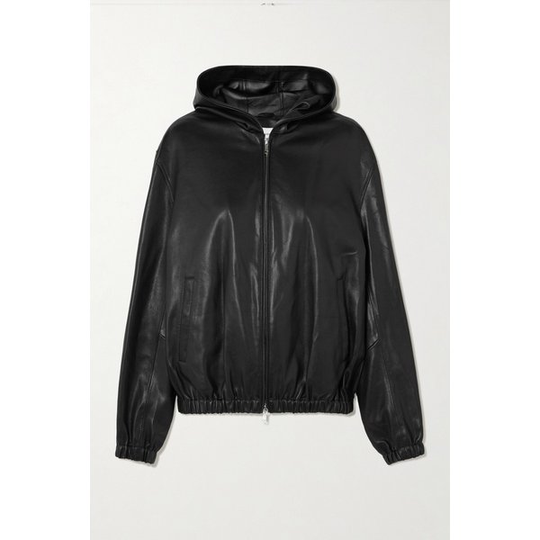 누어 해무어 레오 후드 패널 가죽 재킷 46376663162988339