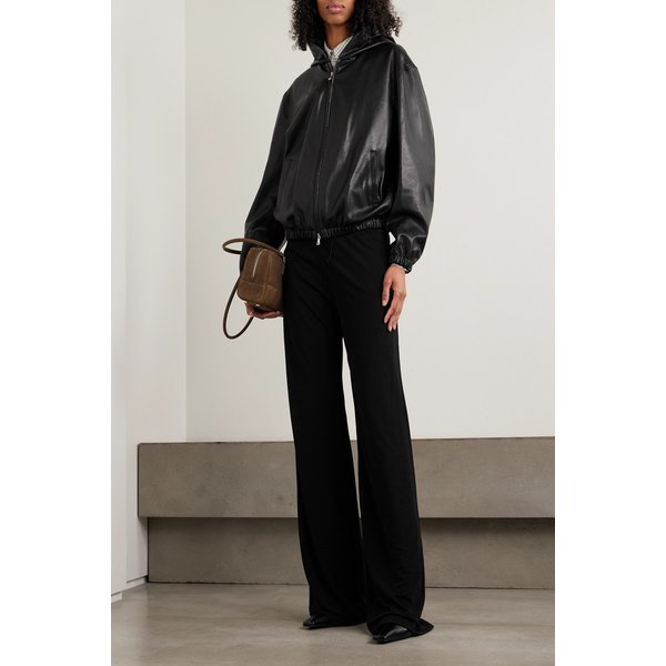 누어 해무어 레오 후드 패널 가죽 재킷 46376663162988339