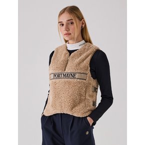 LOGO TAPE FLEECE VEST - BEIGE