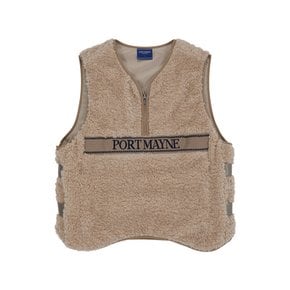 LOGO TAPE FLEECE VEST - BEIGE