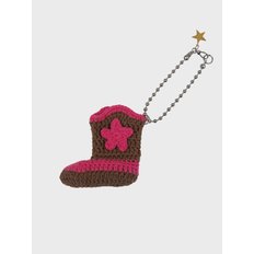 CROCHET WESTERN BOOTS KEYCHAIN (BROWN)