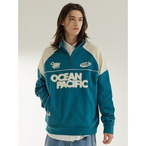 OCEAN Y2K HALF ZIP SWEAT SHIRT [BLUE GREEN]