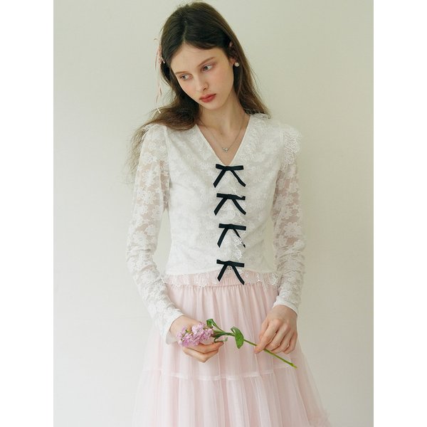 Cest_Bow lace long sleeve blouse