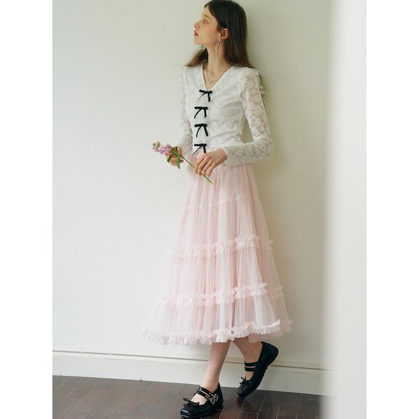 Cest_Bow lace long sleeve blouse