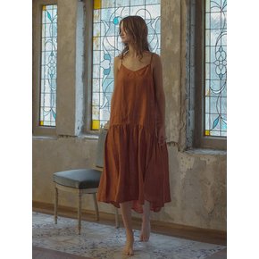 Lily shirring linen long dress