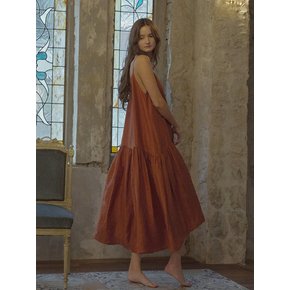 Lily shirring linen long dress