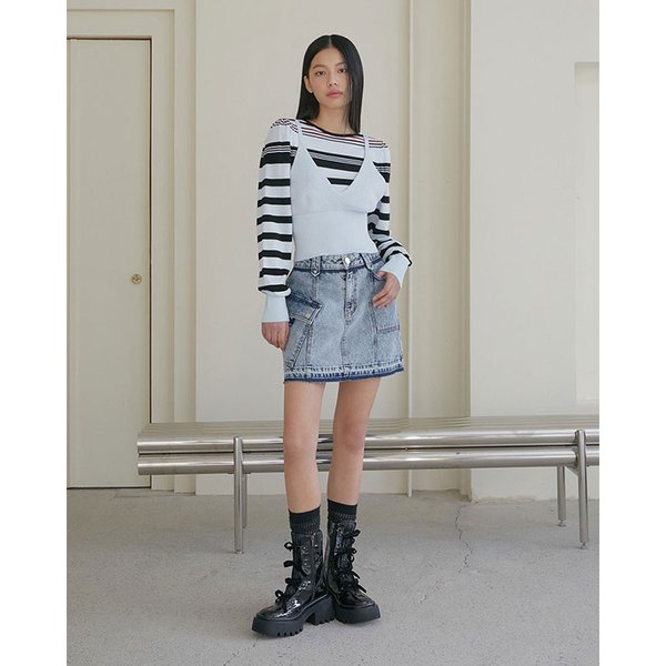 [시흥점] 여성 스트라이프 뷔스티에 레이어드 폴오버 (ER1KL262)