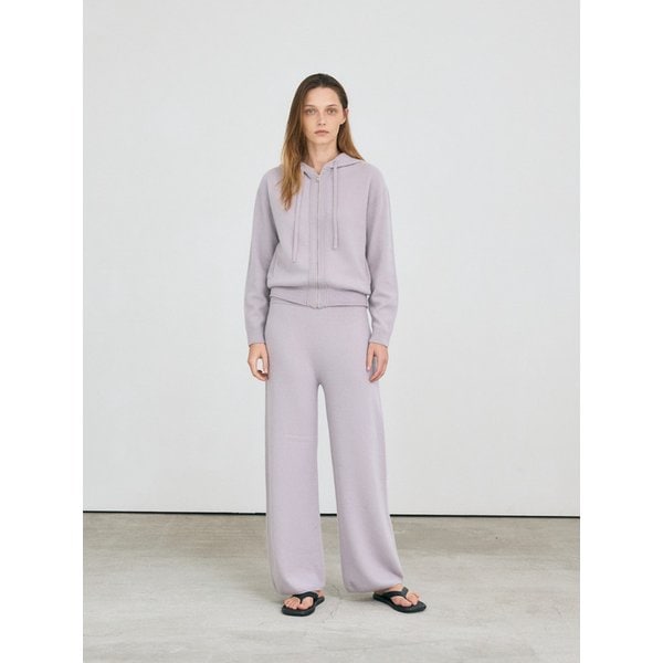 semi wide knit pants -  italy cashmere 100% (purple)