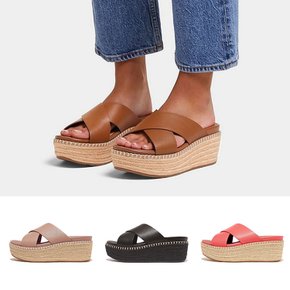 여성 슬리퍼 ELOISE Espadrille 가죽 웨지 크로스 플랫폼 4칼라