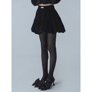 마스언에브릴 CORDUROY BALLOON RIBBON SKIRT PANTS_BLACK