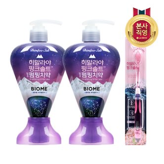 엘지생활건강 히말라야핑크솔트 바이옴 펌핑치약 285g  x 2개 + 칫솔 1개