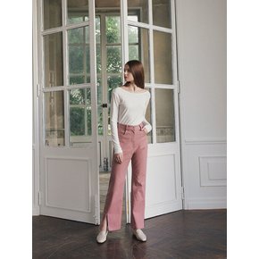 Flat wide slit cotton pants - pink