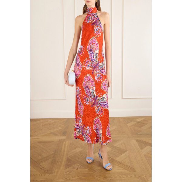 마우라 프린트 새틴 미디 원피스 46376663163024718