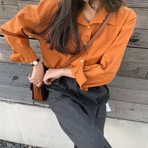 여성 데일리 기본 카라 면셔츠 베이직 긴팔 브라우스 MDS185