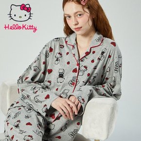 산리오 프리미엄 다이마루 면 잠옷 카라넥 긴소매 세트 긴팔상하세트 HK-4660