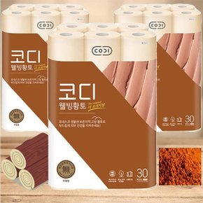 코디 웰빙황토 도톰한 3겹 30M 30롤 x3팩 황토함유_P303453695