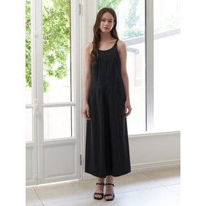 semi halter long dress - black