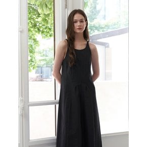 semi halter long dress - black