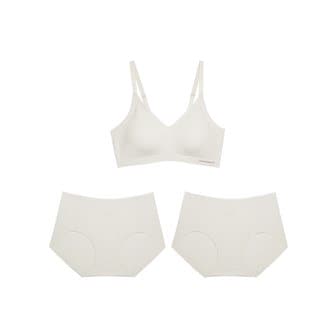 크로커다일 이너웨어 라이크라 인견쉘론 후크형 브라+팬티 3종(브라1+팬티2) 택 1