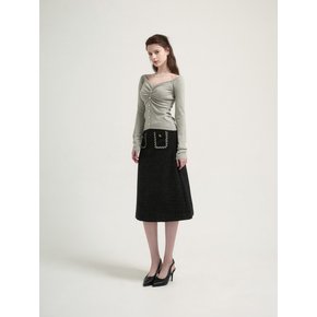 Zemma tweed midi skirt [Black]