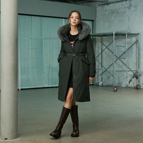 [시흥점] 여성 인퀼팅 벨티드 폭스퍼 구스 롱다운 (ER4TD506)