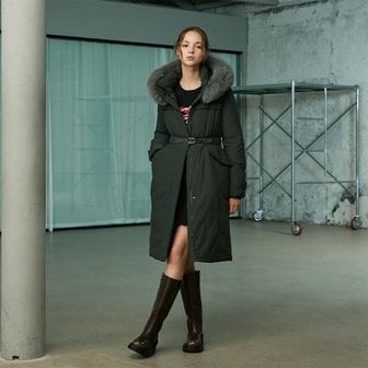 에고이스트 [시흥점] 여성 인퀼팅 벨티드 폭스퍼 구스 롱다운 (ER4TD506)