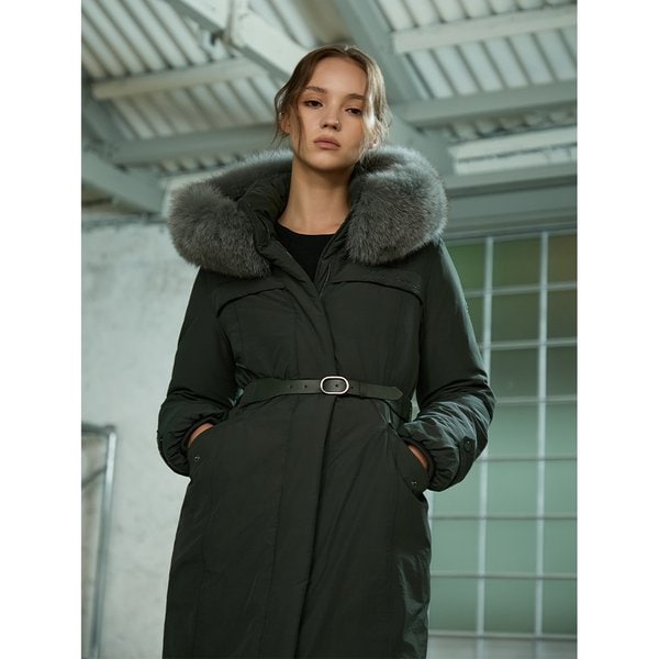 [시흥점] 여성 인퀼팅 벨티드 폭스퍼 구스 롱다운 (ER4TD506)