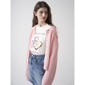 Cotton Calla Ribbed Knit Cardigan (Pink)