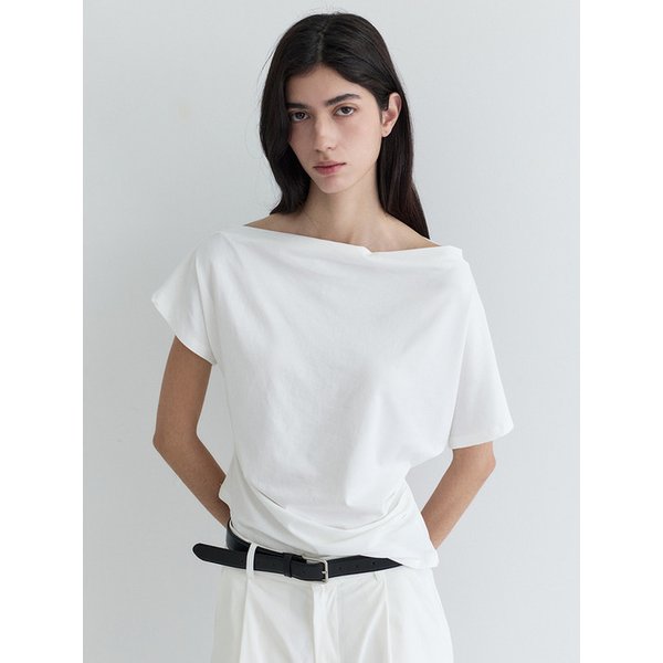 Draped short sleeve tee _ white