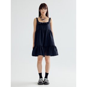 FRILL MINI DRESS - NAVY