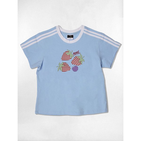 Check Strawberry Semi Crop T-Shirts 6color