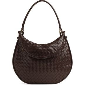 우먼 Bottega Veneta 라지 Gemelli 인트레치아토 숄더백 크로스백 2190 Fondant M Brass 7846055